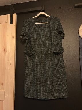 Dark Green Tweed Shift Dress - Classic Women's Dress